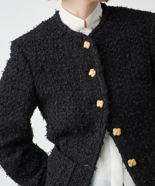 Deuxieme Classe(ドゥーズィエムクラス)の「ROITWEED ノーカラー ジャケット(その他アウター・レディース・ブラック・38/36)」の5枚目の写真