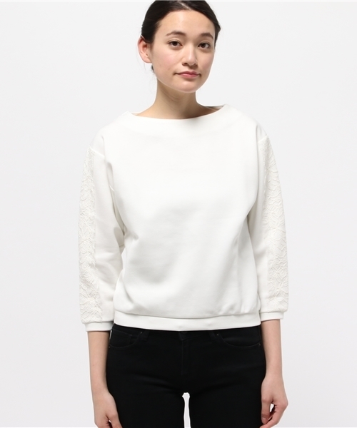 HELIOPOLE(エリオポール)の「【手洗い可能】 レースコンビニットトップス(Tシャツ/カットソー・レディース・ネイビー/オフホワイト・38)」の9枚目の写真