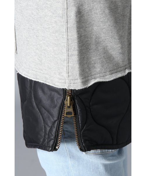 MR.GENTLEMAN（ミスタージェントルマン）の「MR.GENTLEMAN QUILTED MIX PULLOVER SWEAT PARKA -CITYSHOP Exclusive-（パーカー・メンズ・ブラック/グレー・LARGE/X-LARGE/MEDIUM）」の20枚目の写真