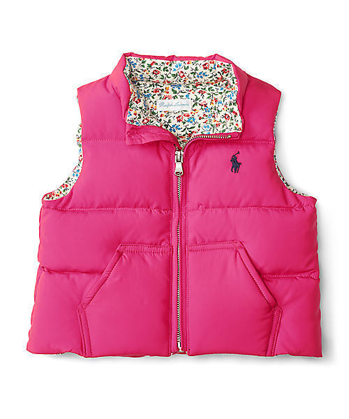 POLO RALPH LAUREN CHILDRENSWEAR(ポロ ラルフ ローレン チルドレンズウェア)の「キルテッド ダウンベスト(ダウンベスト・キッズ・ネイビー/ピンク・12M/24M/9M/6M/18M)」の1枚目の写真