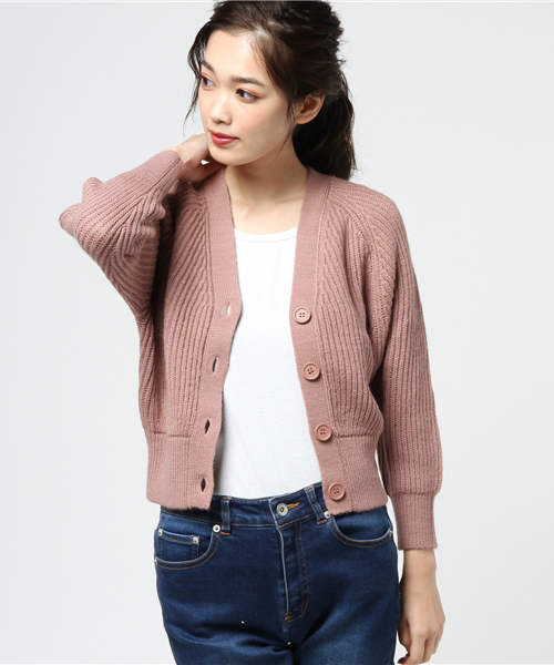 mystic（ミスティック）の「2WAYVネックショートカーデ（ニット/セーター・レディース・ピンク/グレー/ブラック/ベージュ・ﾌﾘ-）」の15枚目の写真