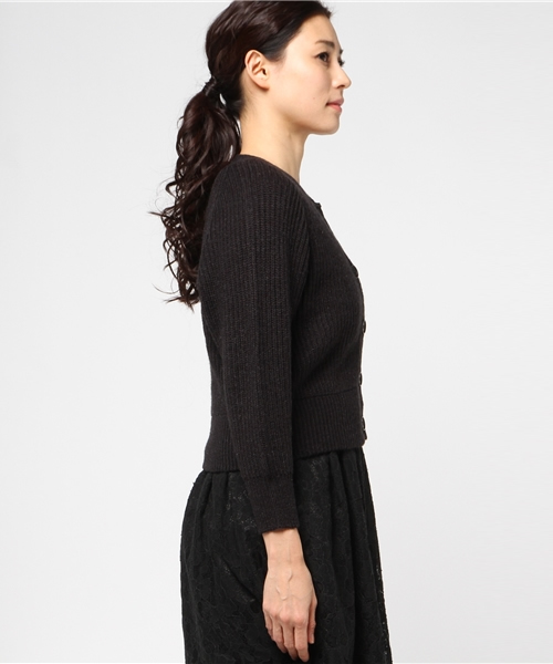 mystic（ミスティック）の「2WAYVネックショートカーデ（ニット/セーター・レディース・ピンク/グレー/ブラック/ベージュ・ﾌﾘ-）」の6枚目の写真
