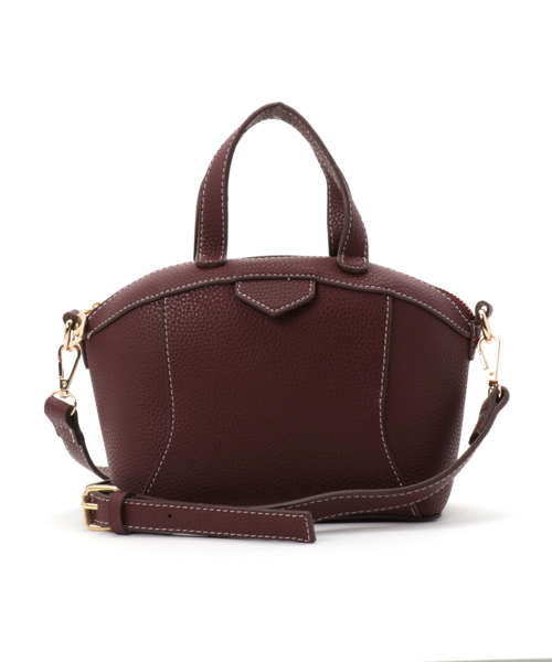 PLAIN CLOTHING(プレーンクロージング)の「ラウンドハンドバッグ/ショルダーバッグ【PLAIN CLOTHING】(ショルダーバッグ・レディース・ブラック/ボルドー/キャメル/グレー・FREE)」の1枚目の写真