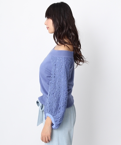 Andemiu（アンデミュウ）の「ソデレースオフショルニット748737（ニット/セーター・レディース・ホワイト/イエロー/ブルー・FREE）」の7枚目の写真