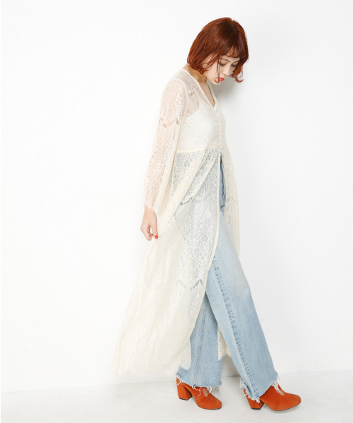 SLY（スライ）の「LACE MAXI GOWN（その他アウター・レディース・オフホワイト/ブラック/ライトブルー・FREE）」の2枚目の写真