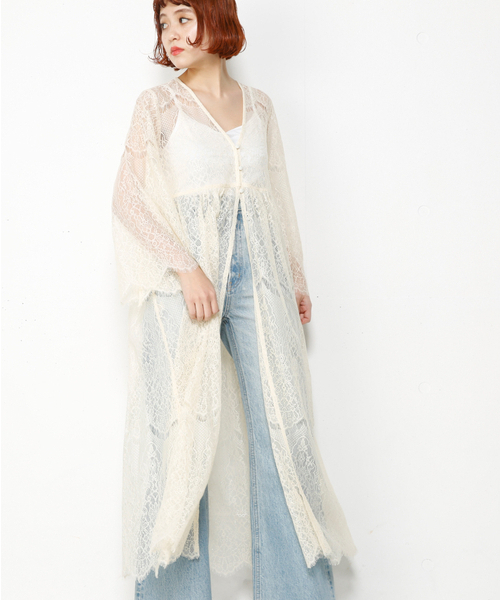 SLY（スライ）の「LACE MAXI GOWN（その他アウター・レディース・オフホワイト/ブラック/ライトブルー・FREE）」の5枚目の写真