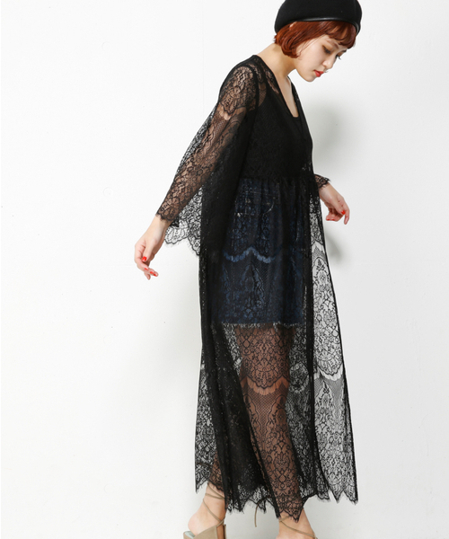 SLY（スライ）の「LACE MAXI GOWN（その他アウター・レディース・オフホワイト/ブラック/ライトブルー・FREE）」の8枚目の写真