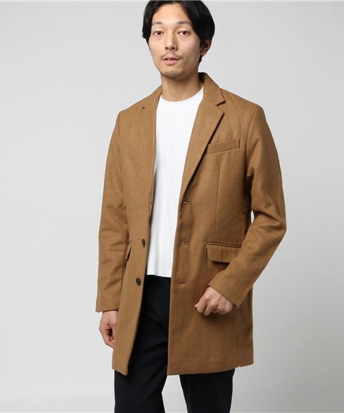 流行アイテム の セール チェスターコート ジャケット アウター メルトンウールチェスターコート チェスターコート Styleblock スタイルブロック のファッション