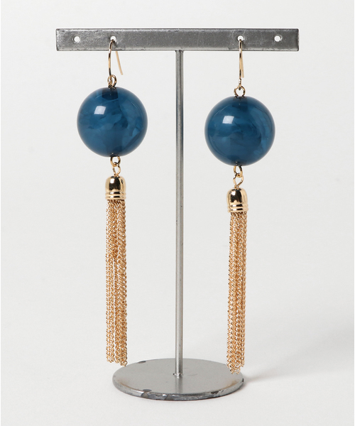 カヤ（カヤ）の「【カヤ】クリア玉タッセルピアス（ピアス（両耳用）・レディース・グリーン/アイボリー/ネイビー/レッド/ピンク/イエロー/ブラウン・FREE）」の5枚目の写真