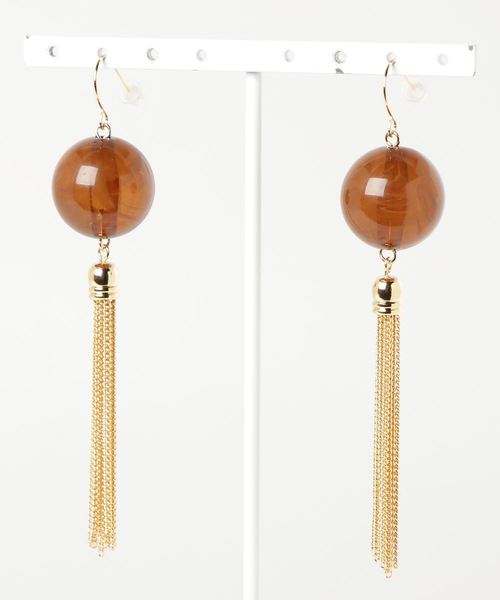 カヤ（カヤ）の「【カヤ】クリア玉タッセルピアス（ピアス（両耳用）・レディース・グリーン/アイボリー/ネイビー/レッド/ピンク/イエロー/ブラウン・FREE）」の3枚目の写真