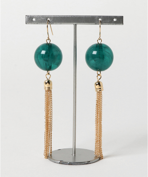 カヤ（カヤ）の「【カヤ】クリア玉タッセルピアス（ピアス（両耳用）・レディース・グリーン/アイボリー/ネイビー/レッド/ピンク/イエロー/ブラウン・FREE）」の4枚目の写真