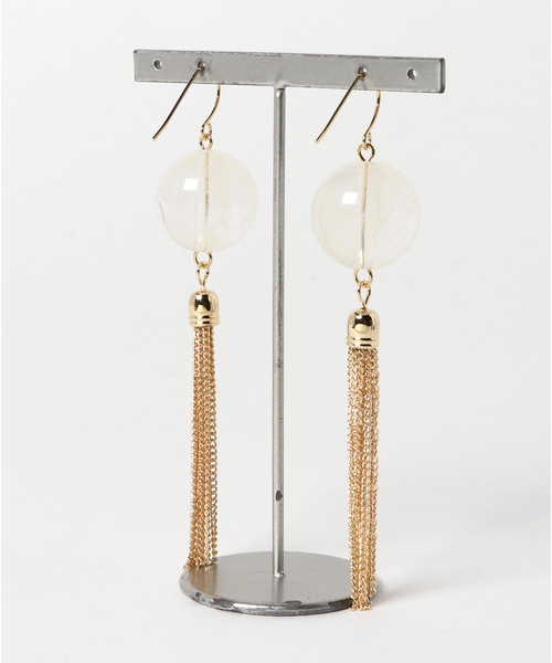 カヤ（カヤ）の「【カヤ】クリア玉タッセルピアス（ピアス（両耳用）・レディース・グリーン/アイボリー/ネイビー/レッド/ピンク/イエロー/ブラウン・FREE）」の8枚目の写真