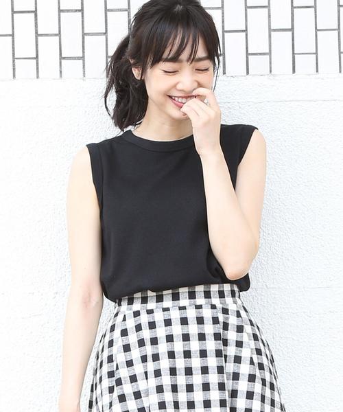 coen（コーエン）の「ハニカムノースリーブカットソー（Tシャツ/カットソー・レディース・グレー/ブラック/ホワイト/ピンク・FREE）」の3枚目の写真