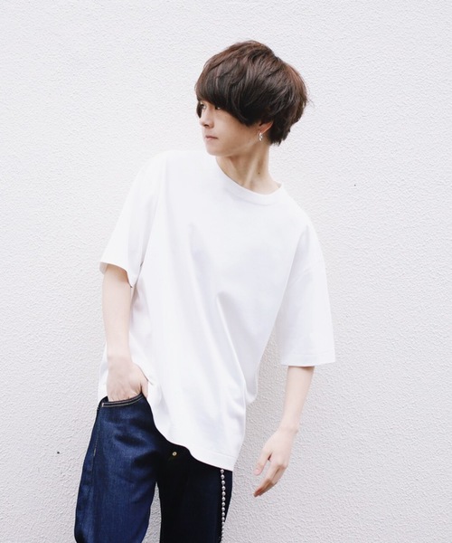 LIDNM（リドム）の「LIDNM/リドム/ヘビーウェイトシームレスTシャツ（Tシャツ/カットソー・メンズ・オフホワイト/ベージュ/オレンジ・SMALL/MEDIUM/LARGE）」の9枚目の写真