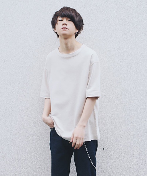 LIDNM（リドム）の「LIDNM/リドム/ヘビーウェイトシームレスTシャツ（Tシャツ/カットソー・メンズ・オフホワイト/ベージュ/オレンジ・SMALL/MEDIUM/LARGE）」の13枚目の写真