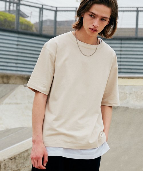 LIDNM（リドム）の「LIDNM/リドム/ヘビーウェイトシームレスTシャツ（Tシャツ/カットソー・メンズ・オフホワイト/ベージュ/オレンジ・SMALL/MEDIUM/LARGE）」の14枚目の写真