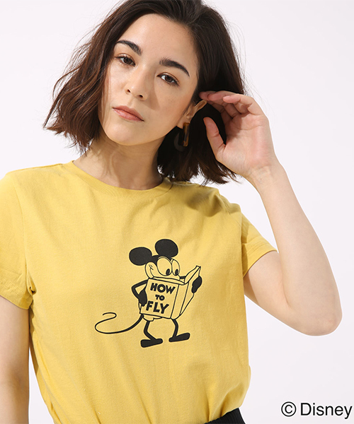 AZUL by moussy(アズールバイマウジー)の「モノクロ OLD MICKEY TEE(Tシャツ/カットソー・レディース・イエロー/グレー/ホワイト・SMALL/MEDIUM)」の1枚目の写真