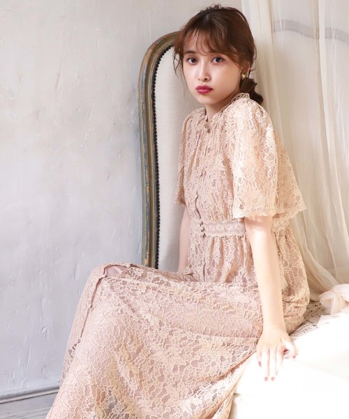 one after another NICE CLAUP（ワンアフターアナザーナイスクラップ）の「Vintageフラワーレースガウンワンピース（ワンピース・レディース・ベージュ/ブルー系その他・FREE）」の13枚目の写真