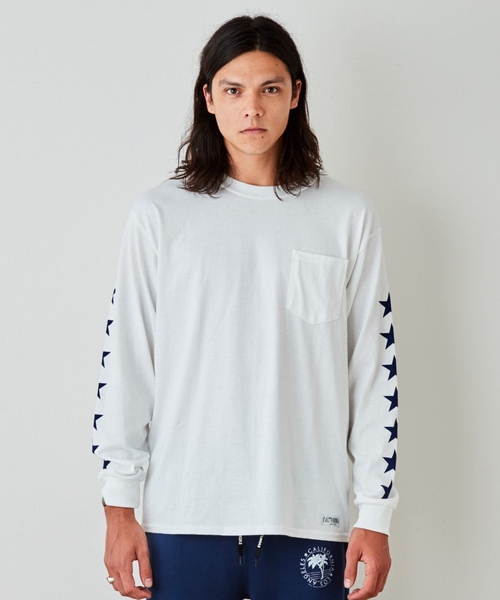 EVENFLOW（イーブンフロー）の「evenflow イーブンフロウ / ★ L/S  TEE 長袖プリントＴシャツ EF-910（Tシャツ/カットソー・メンズ・ホワイト/ネイビー・SMALL/MEDIUM/LARGE/X-LARGE）」の2枚目の写真