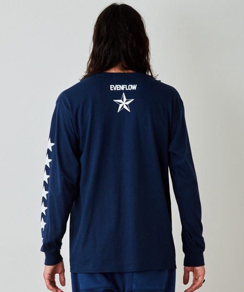 EVENFLOW（イーブンフロー）の「evenflow イーブンフロウ / ★ L/S  TEE 長袖プリントＴシャツ EF-910（Tシャツ/カットソー・メンズ・ホワイト/ネイビー・SMALL/MEDIUM/LARGE/X-LARGE）」の3枚目の写真