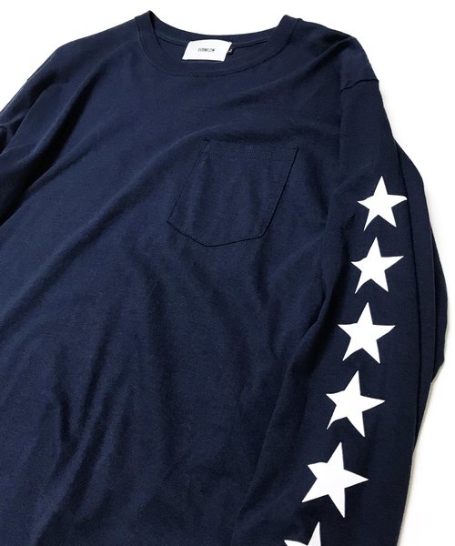 EVENFLOW（イーブンフロー）の「evenflow イーブンフロウ / ★ L/S  TEE 長袖プリントＴシャツ EF-910（Tシャツ/カットソー・メンズ・ホワイト/ネイビー・SMALL/MEDIUM/LARGE/X-LARGE）」の4枚目の写真