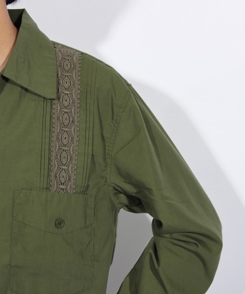 ８(eight)（エイト）の「刺繍 キューバシャツ ロングシャツ（シャツ/ブラウス・メンズ・ブラック/ベージュ/グリーン/ワイン・MEDIUM/LARGE）」の18枚目の写真