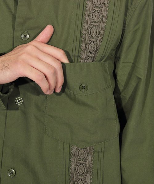 ８(eight)（エイト）の「刺繍 キューバシャツ ロングシャツ（シャツ/ブラウス・メンズ・ブラック/ベージュ/グリーン/ワイン・MEDIUM/LARGE）」の21枚目の写真