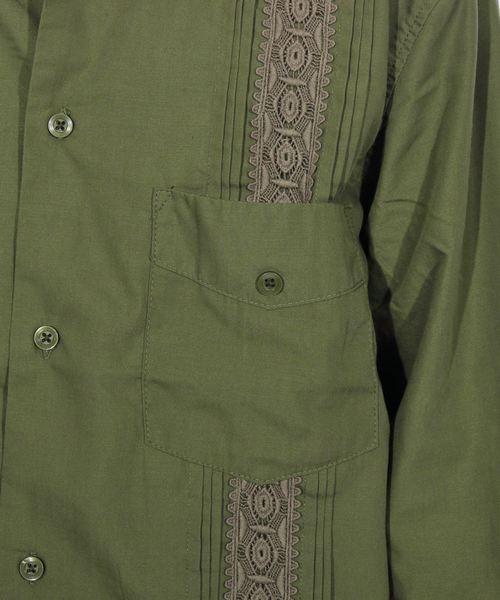 ８(eight)（エイト）の「刺繍 キューバシャツ ロングシャツ（シャツ/ブラウス・メンズ・ブラック/ベージュ/グリーン/ワイン・MEDIUM/LARGE）」の22枚目の写真