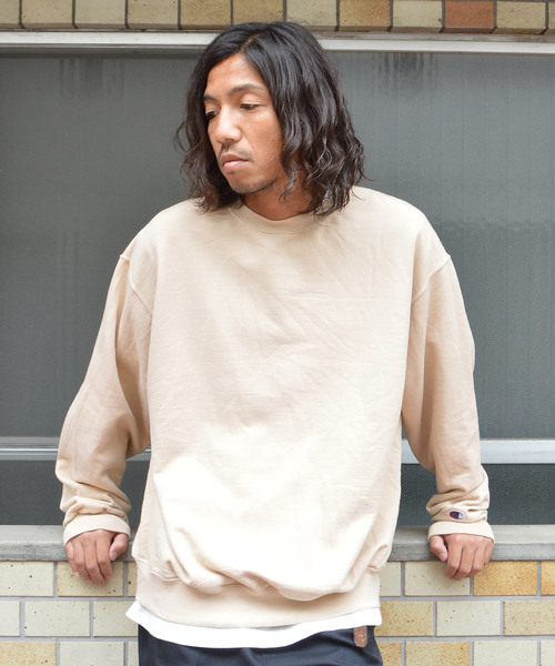Champion（チャンピオン）の「【Champion】チャンピオン ピグメント加工 ライト裏起毛 オーバーサイズ クルーネックスウェット（スウェット・レディース・ベージュ/グリーン・M/L/XL）」の16枚目の写真