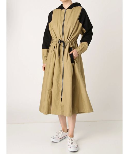 jouetie(ジュエティ)の「2WAY HOODIEワンピース/スプリングコート(ワンピース)」|ベージュ