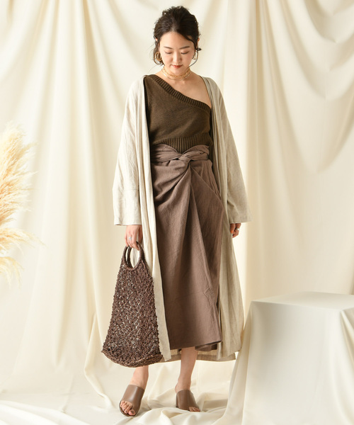 DouDou（ドゥドゥ）の「リネンガウン（その他アウター・レディース・ベージュ/グリーン・FREE）」の9枚目の写真