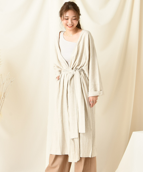 DouDou（ドゥドゥ）の「リネンガウン（その他アウター・レディース・ベージュ/グリーン・FREE）」の17枚目の写真