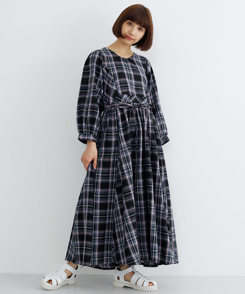 ワンピース Merlot メルロー のワンピース チェック柄ウエストリボンvネックワンピース1781 を購入できます Merlotチェック柄ウエストリボンvネックワンピース1781 ワンピース Merlot メルロー のファッション 全国上品宅配無料