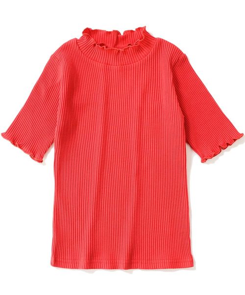 devirock（デビロック）の「リブハーフスリーブTシャツ（Tシャツ/カットソー・キッズ・杢グレー/オフホワイト/イエロー系その他/ピンク系その他/レッド系その他/ブラック・100cm/110cm/120cm/130cm/140cm/150cm/160cm）」の19枚目の写真