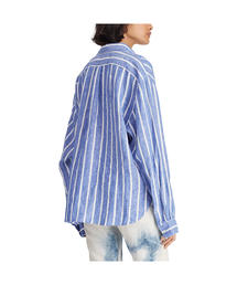 極美品 21SS ポロラルフローレン リネンシャツ ブルー ストライプ柄 XL位 極美品 ポロラルフローレン 現行タグ ストライプ リネンシャツ