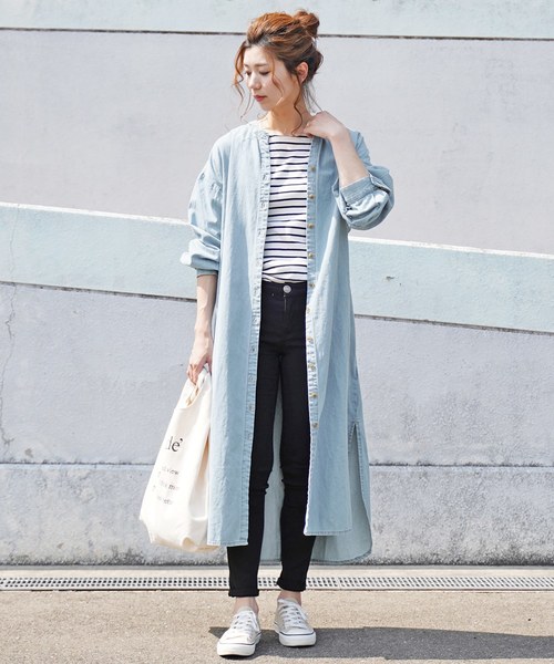 reca(レカ)の「2wayスキッパーデニムシャツワンピース(ワンピース・レディース・ネイビー/サックスブルー/ブルー系その他・M)」の3枚目の写真