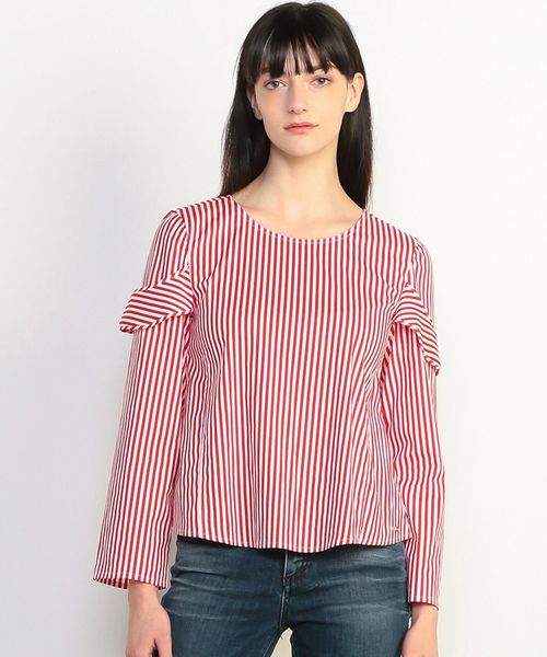 ARMANI EXCHANGE(アルマーニエクスチェンジ)の「【A|Xアルマーニ エクスチェンジ】ピンストライプ ブラウス(シャツ/ブラウス・レディース・ブラック/レッド・SMALL/MEDIUM/X-SMALL)」の2枚目の写真