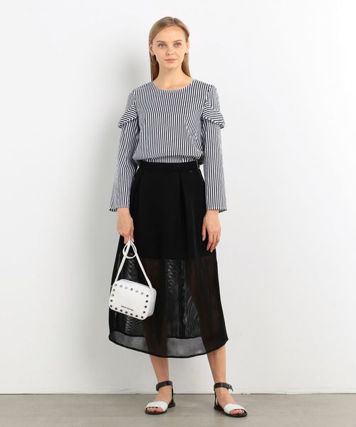 ARMANI EXCHANGE(アルマーニエクスチェンジ)の「【A|Xアルマーニ エクスチェンジ】ピンストライプ ブラウス(シャツ/ブラウス・レディース・ブラック/レッド・SMALL/MEDIUM/X-SMALL)」の7枚目の写真