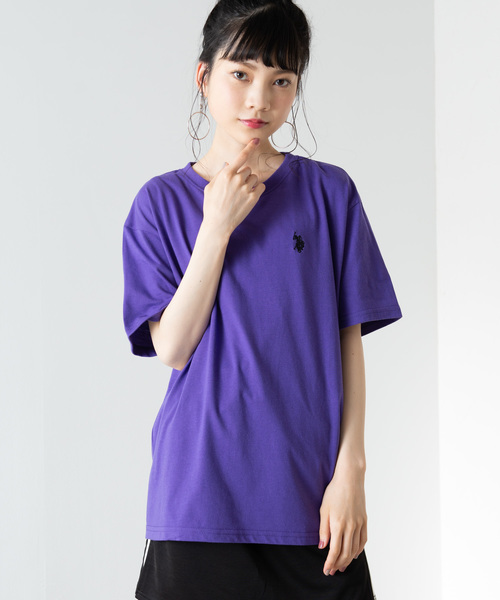 U.S. POLO ASSN.（ユーエスポロアッスン）の「∴WEGO/U.S. POLO ASSN.別注ワンポイントTシャツ（Tシャツ/カットソー・レディース・ピンク/ベージュ/パープル/ホワイト/ブラック/ネイビー/グリーン/パープル系その他/ワイン・FREE）」の8枚目の写真