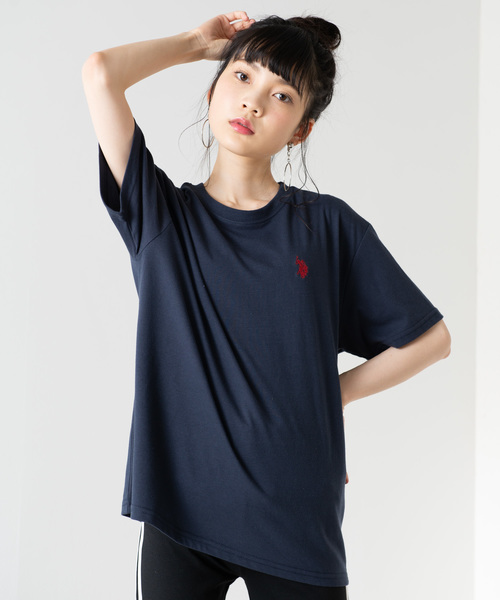 U.S. POLO ASSN.（ユーエスポロアッスン）の「∴WEGO/U.S. POLO ASSN.別注ワンポイントTシャツ（Tシャツ/カットソー・レディース・ピンク/ベージュ/パープル/ホワイト/ブラック/ネイビー/グリーン/パープル系その他/ワイン・FREE）」の6枚目の写真