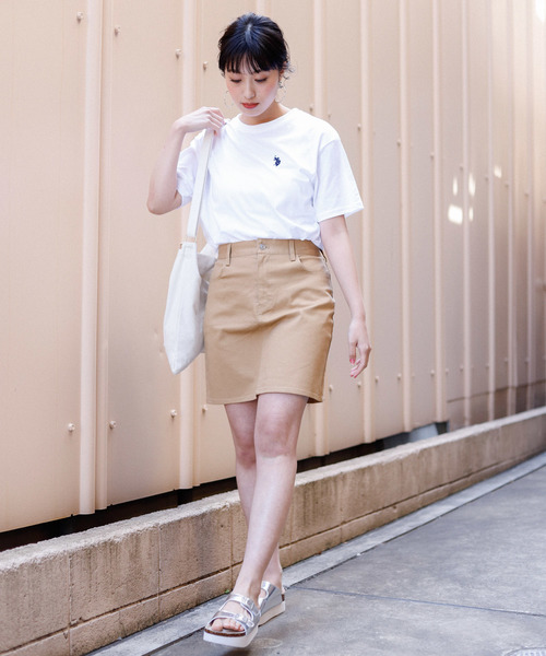 U.S. POLO ASSN.（ユーエスポロアッスン）の「∴WEGO/U.S. POLO ASSN.別注ワンポイントTシャツ（Tシャツ/カットソー・レディース・ピンク/ベージュ/パープル/ホワイト/ブラック/ネイビー/グリーン/パープル系その他/ワイン・FREE）」の10枚目の写真