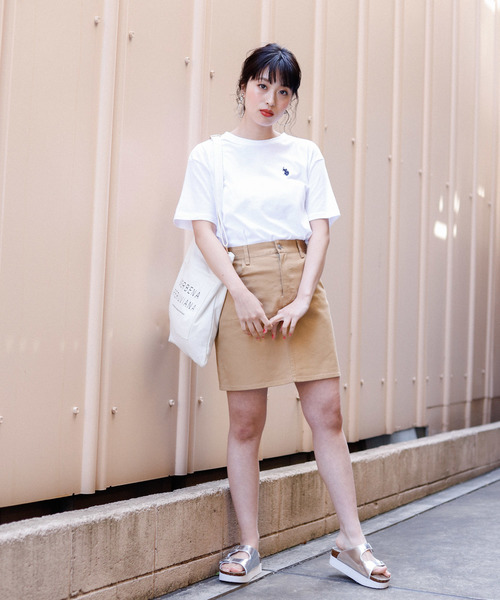 U.S. POLO ASSN.（ユーエスポロアッスン）の「∴WEGO/U.S. POLO ASSN.別注ワンポイントTシャツ（Tシャツ/カットソー・レディース・ピンク/ベージュ/パープル/ホワイト/ブラック/ネイビー/グリーン/パープル系その他/ワイン・FREE）」の19枚目の写真