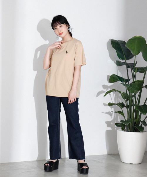 U.S. POLO ASSN.（ユーエスポロアッスン）の「∴WEGO/U.S. POLO ASSN.別注ワンポイントTシャツ（Tシャツ/カットソー・レディース・ピンク/ベージュ/パープル/ホワイト/ブラック/ネイビー/グリーン/パープル系その他/ワイン・FREE）」の11枚目の写真