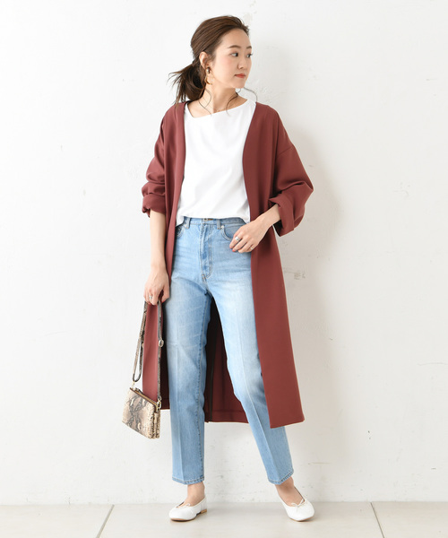 DouDou（ドゥドゥ）の「アシメネックT（Tシャツ/カットソー・レディース・オフホワイト/スミクロ/ベージュ/グレイッシュベージュ・FREE）」の6枚目の写真