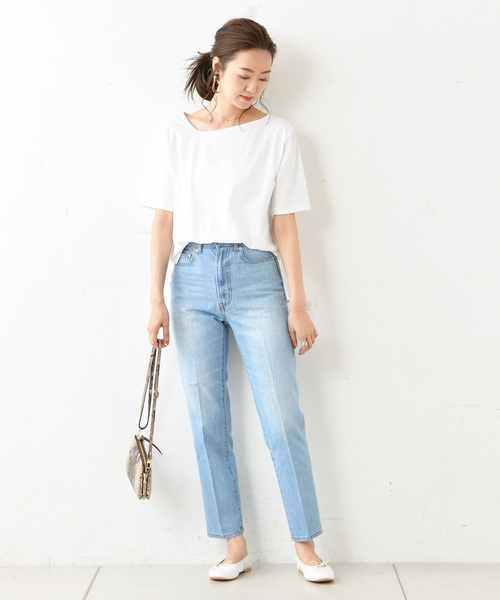 DouDou（ドゥドゥ）の「アシメネックT（Tシャツ/カットソー・レディース・オフホワイト/スミクロ/ベージュ/グレイッシュベージュ・FREE）」の11枚目の写真