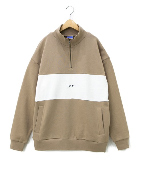 UCLA（ユーシーエルエー）の「UCLA ハーフジップ 切替 トレーナー (M1)（スウェット・メンズ・ホワイト/ブラック/ベージュ・MEDIUM/LARGE/X-LARGE）」の3枚目の写真