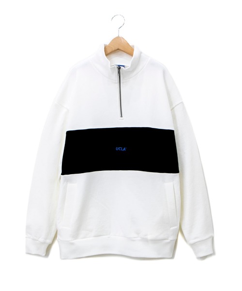 UCLA（ユーシーエルエー）の「UCLA ハーフジップ 切替 トレーナー (M1)（スウェット・メンズ・ホワイト/ブラック/ベージュ・MEDIUM/LARGE/X-LARGE）」の2枚目の写真