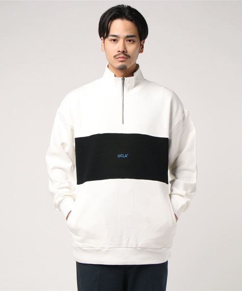 UCLA（ユーシーエルエー）の「UCLA ハーフジップ 切替 トレーナー (M1)（スウェット・メンズ・ホワイト/ブラック/ベージュ・MEDIUM/LARGE/X-LARGE）」の18枚目の写真