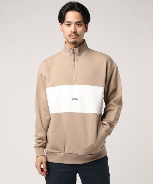 UCLA（ユーシーエルエー）の「UCLA ハーフジップ 切替 トレーナー (M1)（スウェット・メンズ・ホワイト/ブラック/ベージュ・MEDIUM/LARGE/X-LARGE）」の6枚目の写真