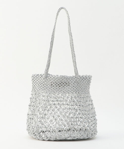 NOLLEY’S(ノーリーズ)の「【BAGMATI/バグマティ】メタリック編みミニバッグ(かごバッグ・レディース・ブラック/シルバー・FREE)」の3枚目の写真